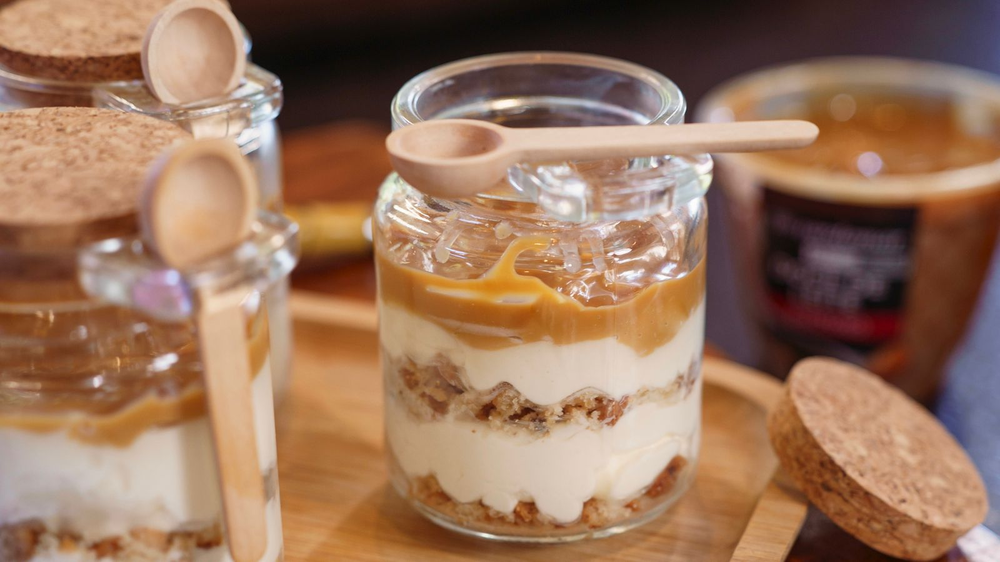 Cheesecake de doce de leite no pote da Juju Guerra