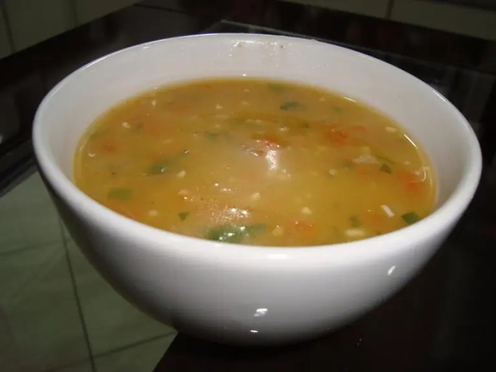 Caldo de macaxeira com frango