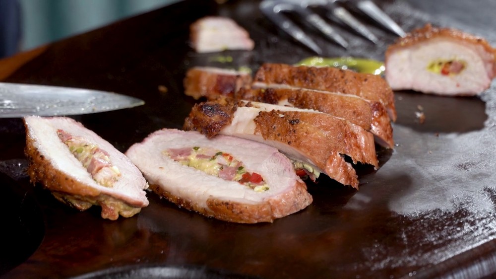 Picanha suína recheada