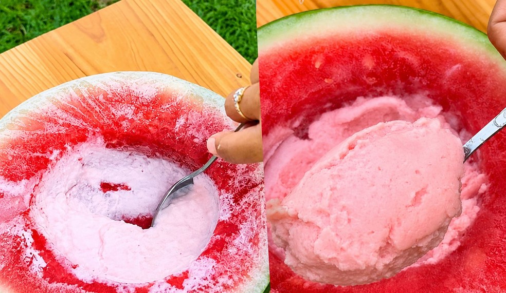 Sorvete de melancia na fruta