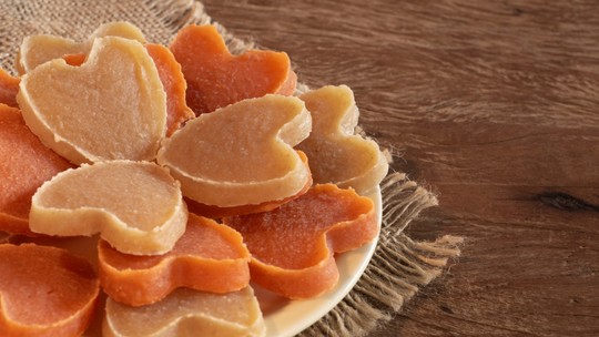 Doce de abóbora em formato de coração