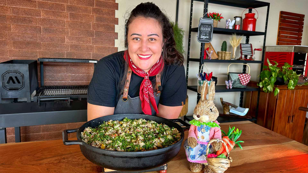 Cuscuz marroquino com legumes na brasa