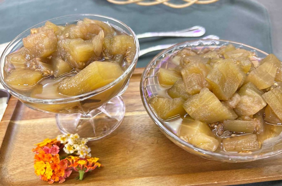 Berinjela em calda — Foto: Daniela Meira/Globo