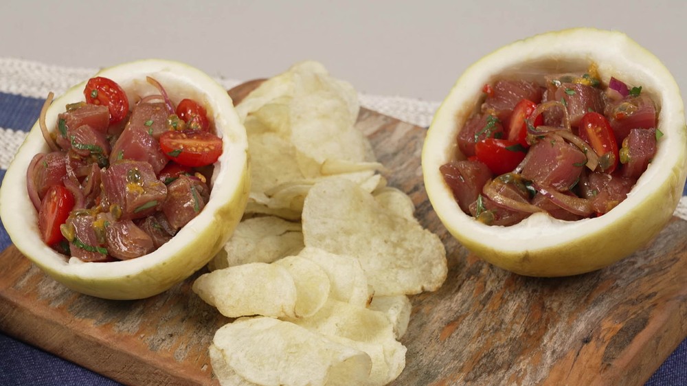 Ceviche de atum com maracujá