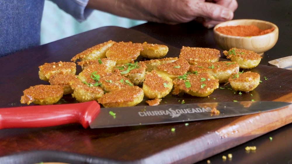 Batatas com crosta de parmesão