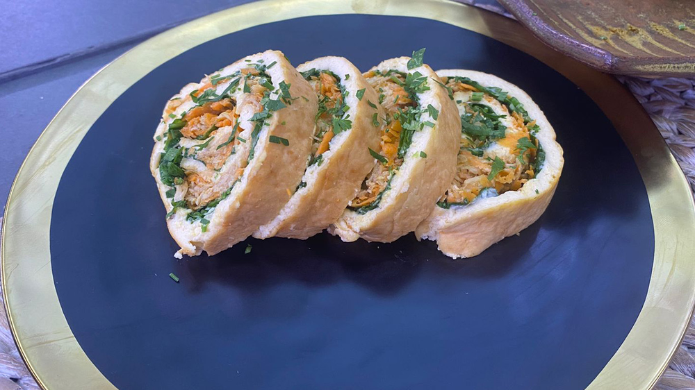 Rocambole com massa de arroz