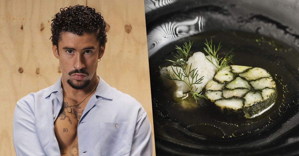 Bad Bunny experimenta menu de R$ 1.150 do restaurante de Alex Atala em passagem pelo Brasil — Foto: Divulgação e Brejo