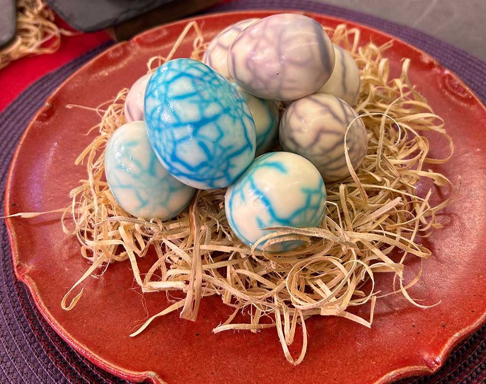 Teia no ovo para o Halloween - Foto da receita pronta