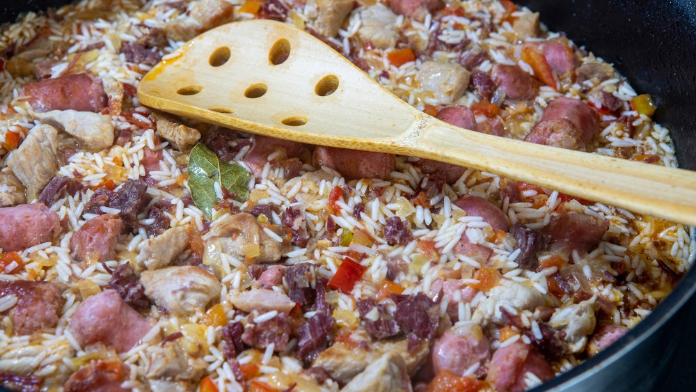 Arroz carreteiro com sobra de churrasco