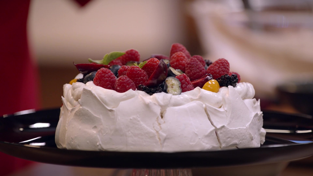 Pavlova de frutas vermelhas do Alma de Cozinheira