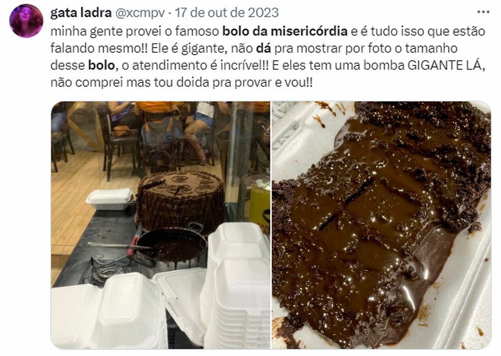 Internautas experimentam o bolo da misericórdia — Foto: Reprodução/Twitter