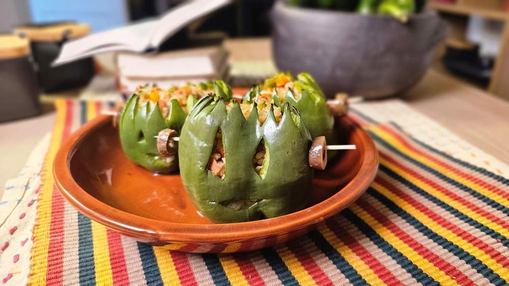 Pimentão recheado vegetariano