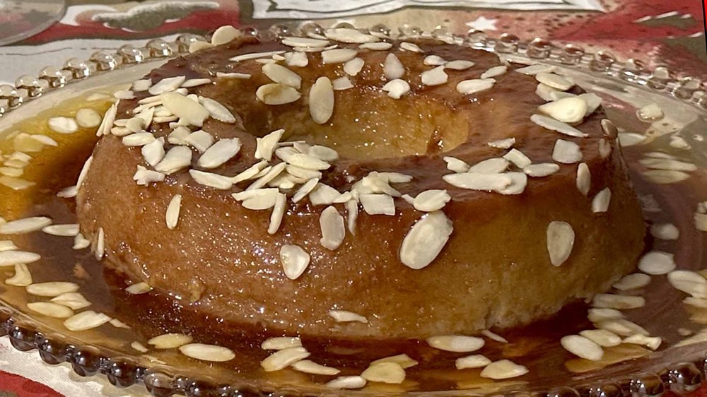 Pudim de banana com amêndoas